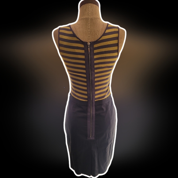 BCBGMAXAZRIA Citron Striped Women's Dress New With Tags NWT Grey Yellow Small - Picture 4 of 7
